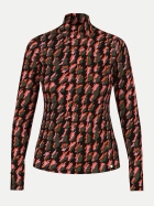 Marc Cain Langarmshirt mit Hahnentrittmuster 484-tigerlily bei Robert Ley