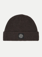 Stone Island Strickmütze mit Compass-Logo-Patch v0m62melangelead bei Robert Ley