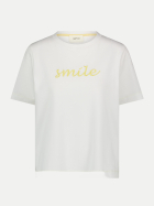 Cartoon T-Shirt mit Schriftzug Smile 1921-Patch Creme/Yellow bei Robert Ley