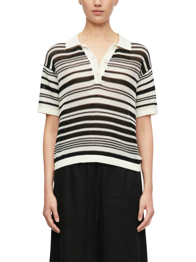 Comma Poloshirt aus Ajourstrick bei Robert Ley