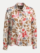 Milano Italy Hemdbluse mit Allover-Print 1904-CARAMEL PRINT bei Robert Ley