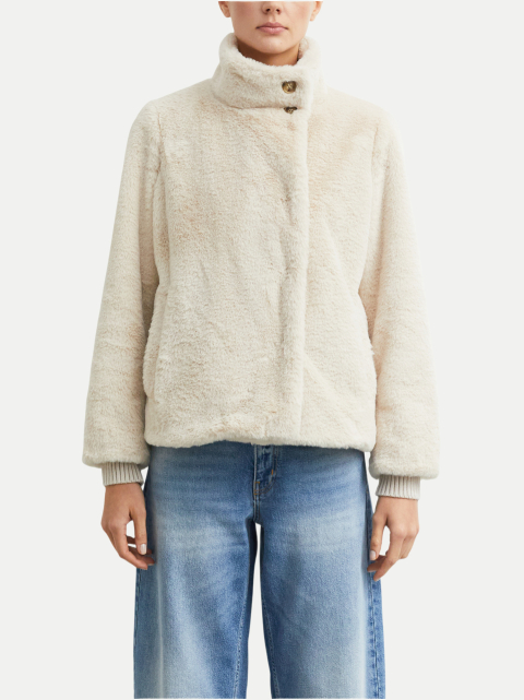 Comma Fake-Fur-Jacke mit Strickbündchen bei Robert Ley