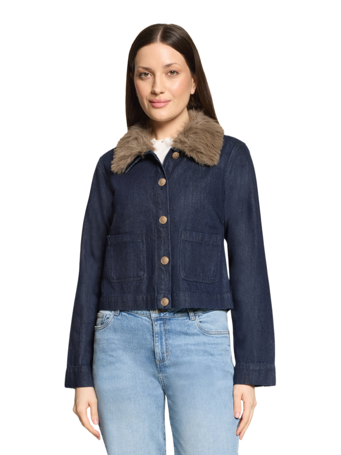 Cartoon - Daydream Jeansjacke mit Fake-Fur Kragen bei Robert Ley
