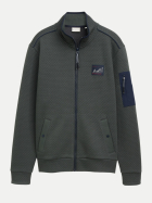 Tom Tailor Casual Strukturierte Sweatshirtjacke 14406-Darkest Olive bei Robert Ley