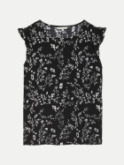 Tom Tailor Denim Loose Fit Crinkle Top mit Volants 39476-black white flower print bei Robert Ley