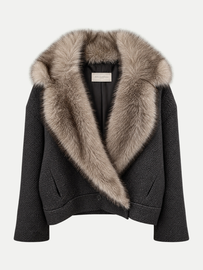 Antonelli Firenze Wolljacke William mit Kunstfellkragen bei Robert Ley