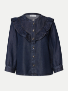 Street One Jeansbluse mit Rüschen-Details 18265-Dark Blue Soft Washed bei Robert Ley