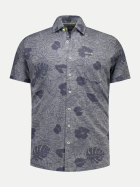 NZA New Zealand Auckland Kurzarm-Hemd aus Leinen-Mix 2609-BRILLIANT NAVY MELANGE bei Robert Ley
