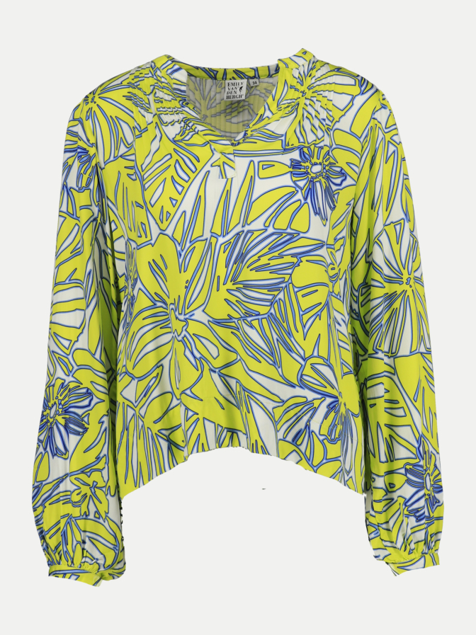 Emily Van Den Bergh Bluse Flower Print Lime bei Robert Ley