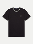 Fred Perry T-Shirt mit Doppelstreifen 102-black bei Robert Ley