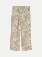 Tom Tailor Casual Culotte Hose mit Blumen-Stickerei 40552-olive white big flower design bei Robert Ley