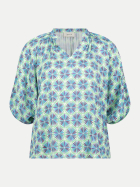 Cartoon Kurzarmbluse mit Allover-Print 5880-Green/Blue bei Robert Ley