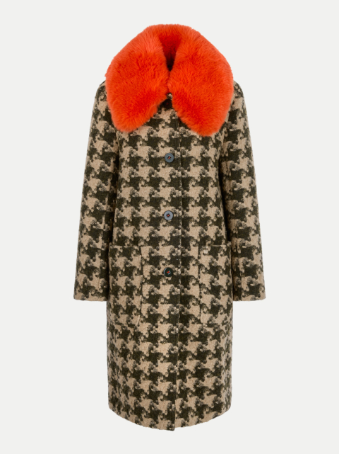Marc Cain Hahnentritt-Mantel mit Fake-Fur-Kragen bei Robert Ley