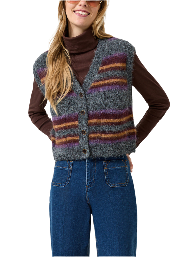 Q/S designed by Strickweste mit Streifen-Muster bei Robert Ley