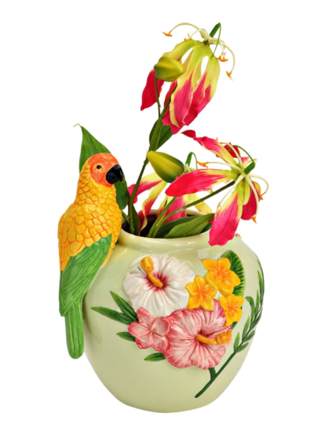 G.WURM Vase mit Papagei und Blumen bei Robert Ley