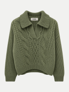 Flona Zopfstrickpullover aus Kaschmir SM7233 grün bei Robert Ley