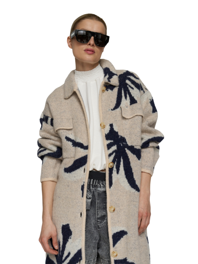 10 Days Lange Strickjacke mit Blumenmuster bei Robert Ley