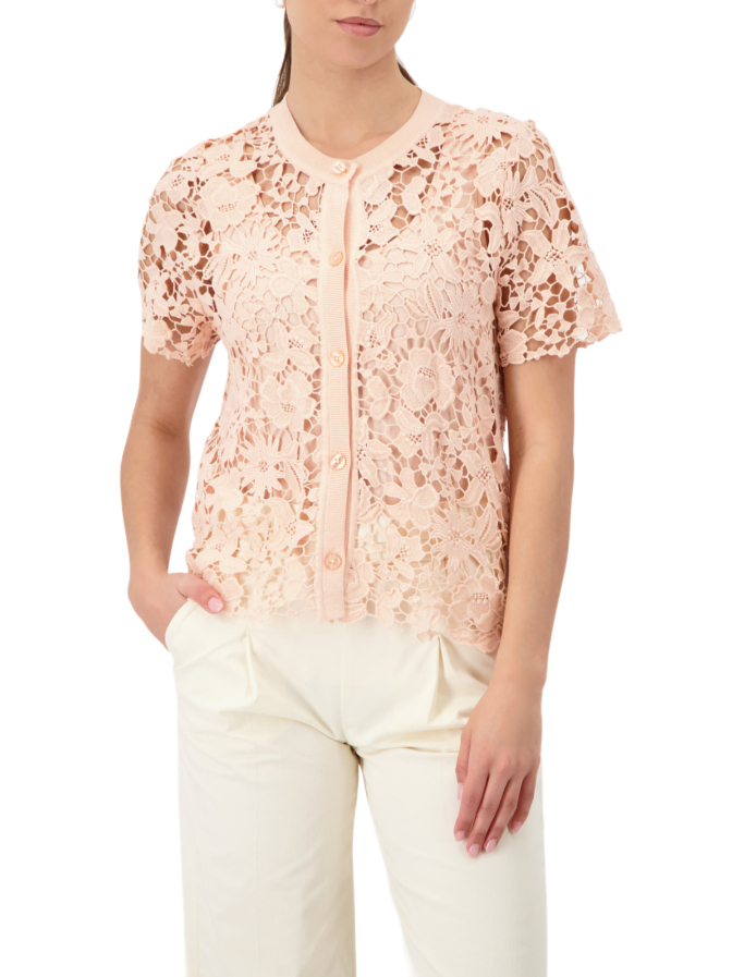Monari Strickjacke aus zarter Spitze mit floralen Muster bei Robert Ley
