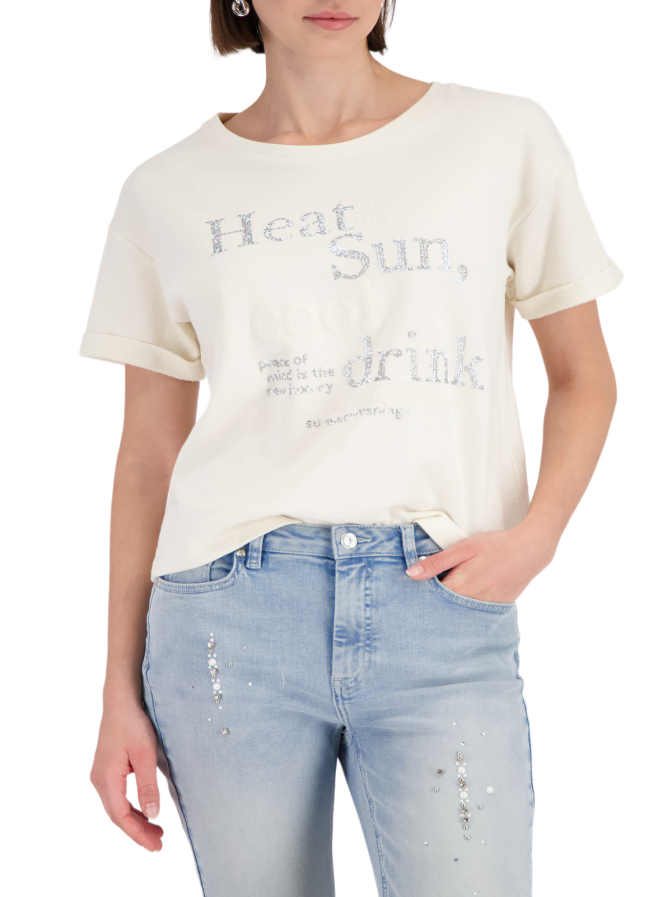 Monari Kurzarm Sweatshirt mit Schriftzug bei Robert Ley