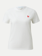 Q/S designed by T-Shirt mit Herz-Stickerei 01D1-WHITE bei Robert Ley