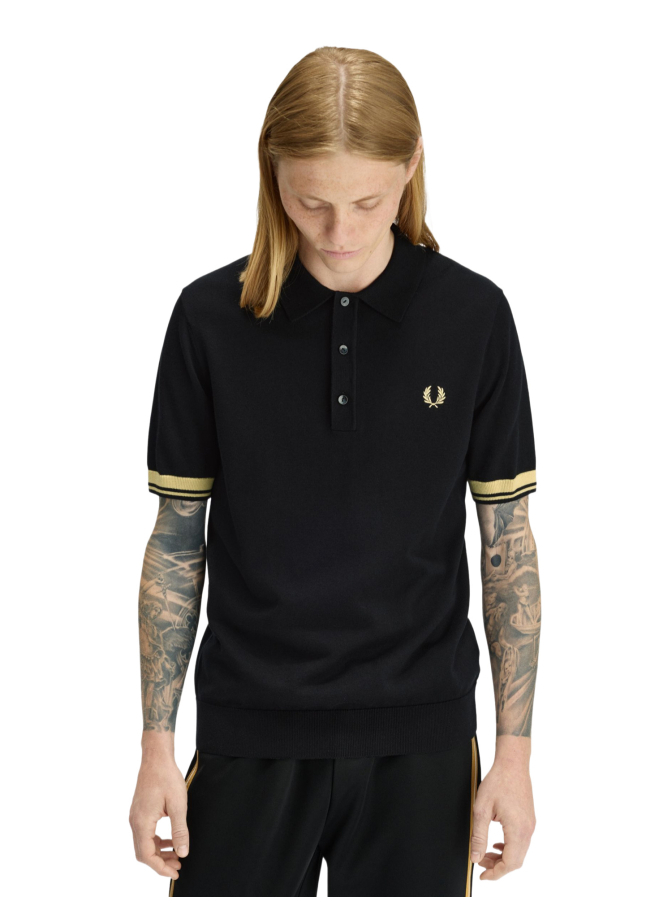 FRED PERRY Strick-Polo mit Kontrast-Bündchen bei Robert Ley