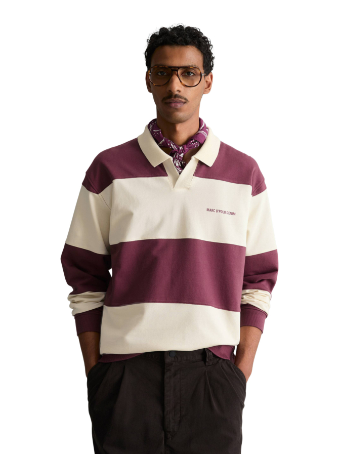Marc O'Polo DENIM Polo-Sweatshirt mit Blockstreifen bei Robert Ley