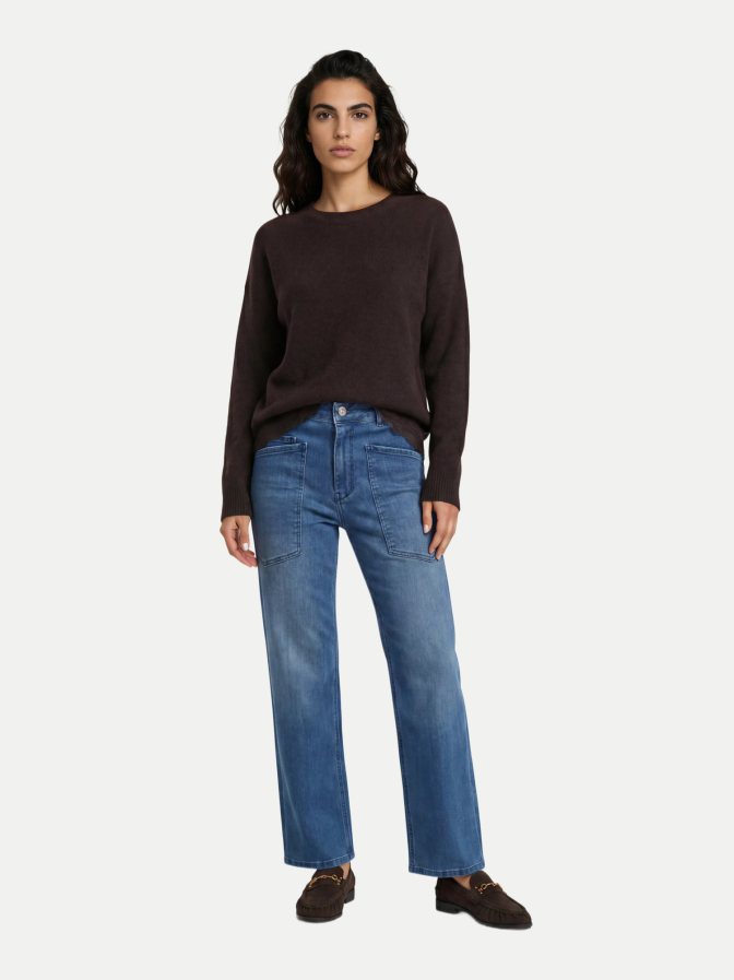 Milano Italy Feinstrickpullover mit Spitzensaum bei Robert Ley