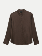 s.Oliver BLACK LABEL Hemdbluse aus Satin 8944-BROWN bei Robert Ley