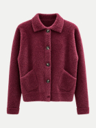 White Label Flauschige Strickjacke im Hemden-Style 590-rot bei Robert Ley
