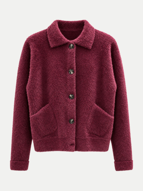 White Label Flauschige Strickjacke im Hemden-Style bei Robert Ley