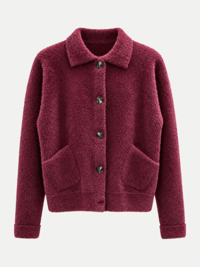 White Label Flauschige Strickjacke im Hemden-Style bei Robert Ley
