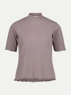 Cartoon T-Shirt mit kleinem Stehkragen 7714-Taupe Melange bei Robert Ley