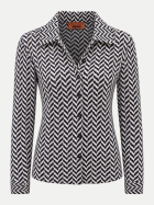 MISSONI Chevron-Blusenshirt mit Zig-Zag-Muster blue/ white bei Robert Ley