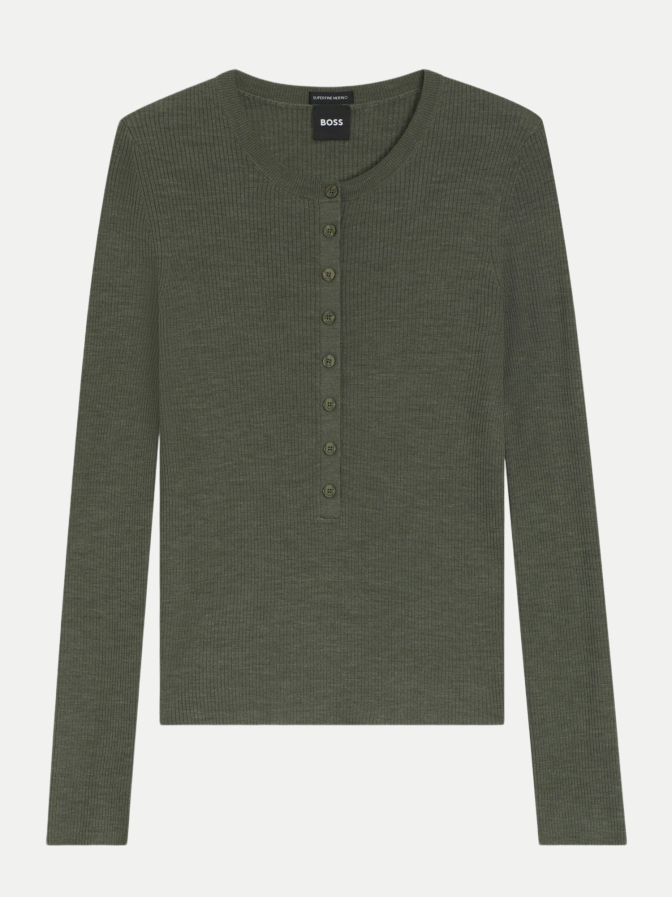 BOSS Black Pullover Feliconia mit Henley-Kragen bei Robert Ley