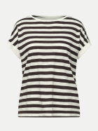 Street One Basic T-Shirt mit Streifenmuster 27276-espresso brown bei Robert Ley