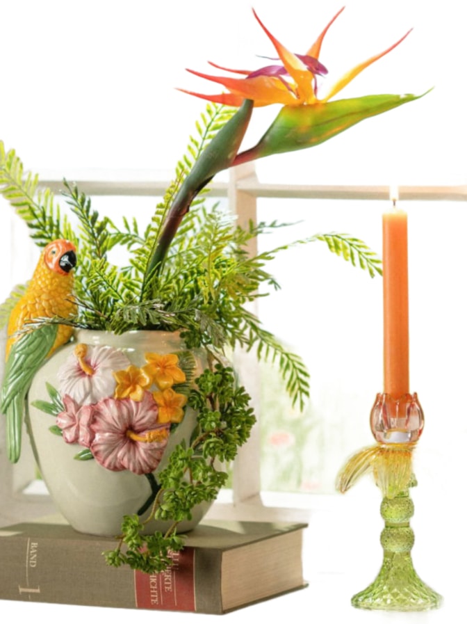 G.WURM Vase mit Papagei und Blumen bei Robert Ley