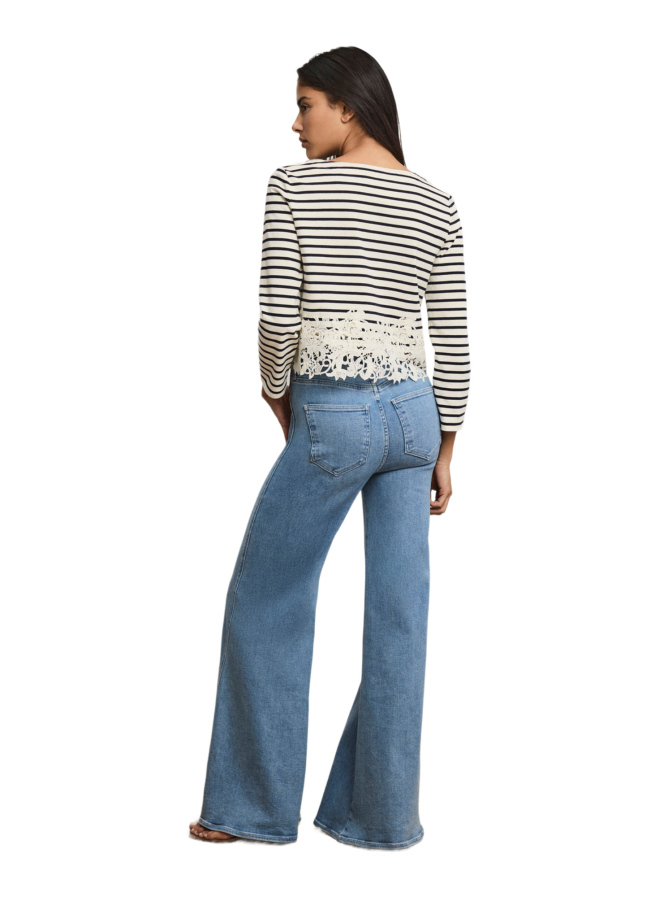 Veronica Beard Gestreiftes T-Shirt mit Spitze bei Robert Ley