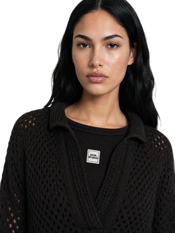 Smith & Soul Häkel- Pullover mit Polo- Kragen bei Robert Ley