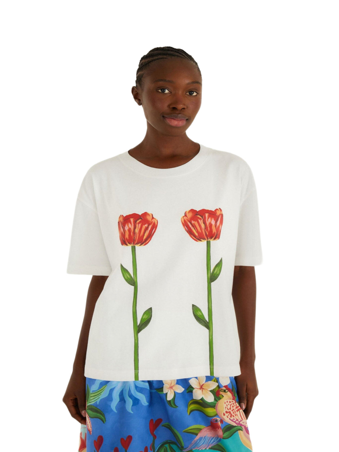 Farm Rio T-Shirt mit tropischen Rosen bei Robert Ley