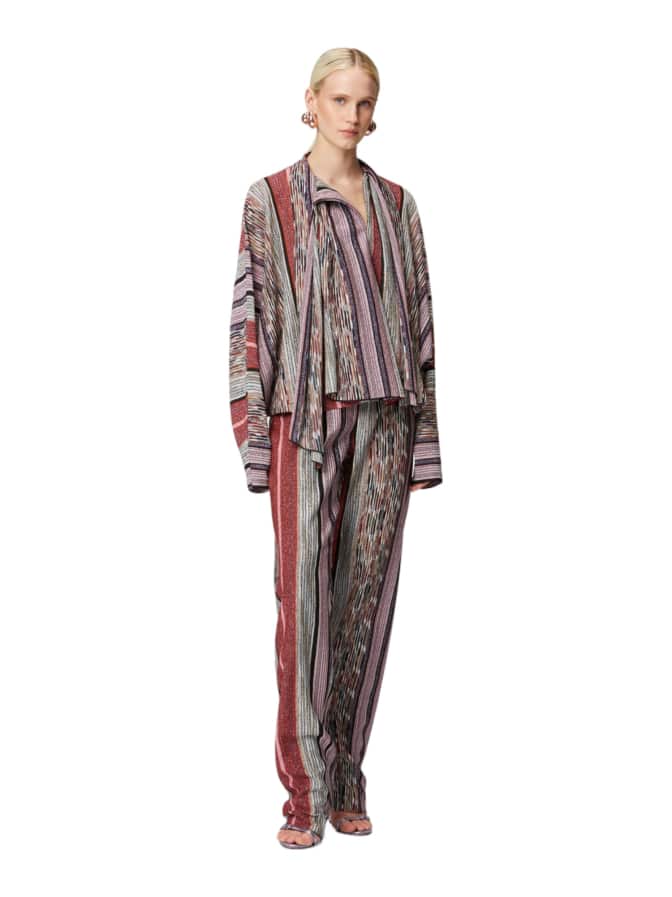 MISSONI Lamé-Viskosebluse mit Schalkragen bei Robert Ley