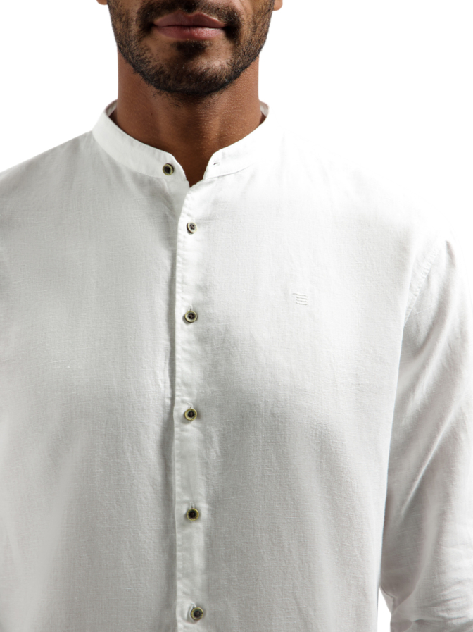 NO EXCESS Stehkragen Hemd aus Leinenmischung bei Robert Ley