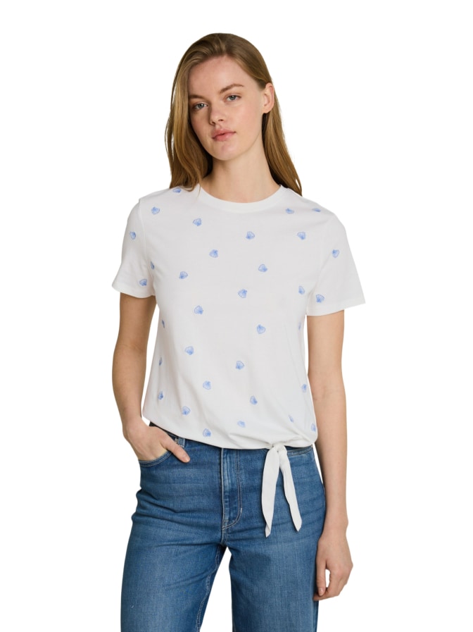 Tom Tailor Denim Besticktes T-Shirt mit Knotendetail bei Robert Ley