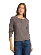 Tom Tailor Casual Langarmshirt mit Henley-Kragen 41170-java brown offwhite stripe bei Robert Ley