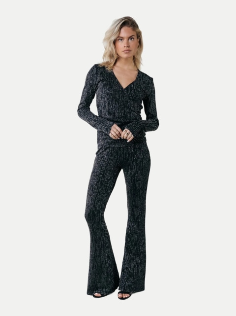 Colourful Rebel Flare-Hose mit Lurex-Streifen bei Robert Ley