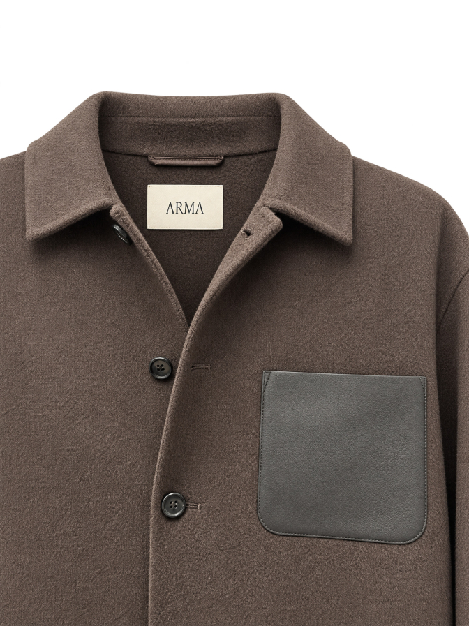 ARMA Overshirt Navid mit Brusttasche aus Leder bei Robert Ley