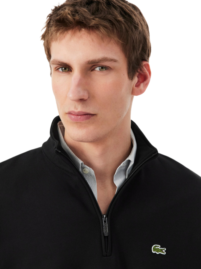 Lacoste Sweatshirt aus Fleece mit Troyer Kragen bei Robert Ley