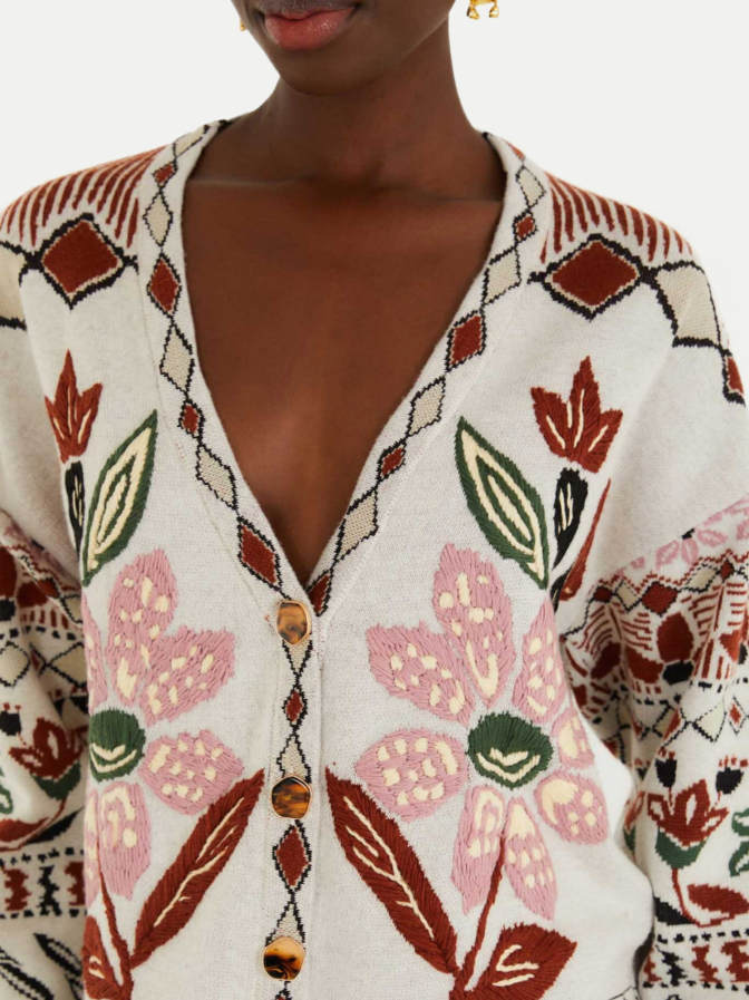 Farm Rio Strickjacke mit Ainika-Stickerei und Blumenmuster bei Robert Ley
