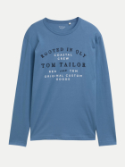 Tom Tailor Casual Langarmshirt mit Logo-Print 10980-Faded Uniform Blue bei Robert Ley