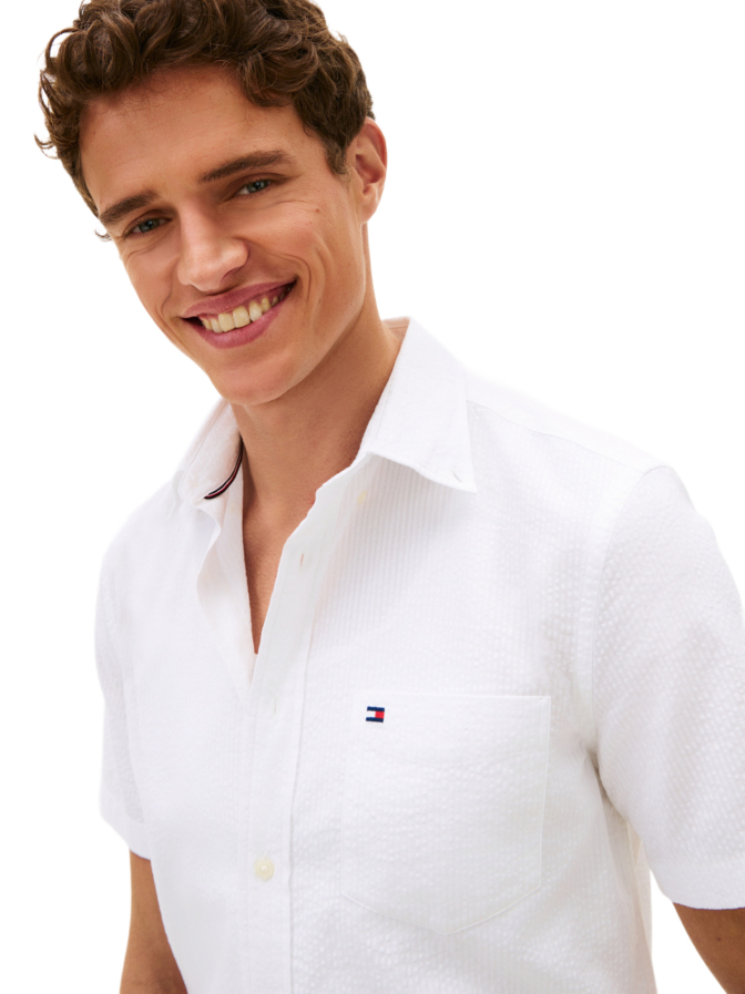 Tommy Hilfiger Kurzarm-Hemd in Seersucker-Qualität bei Robert Ley