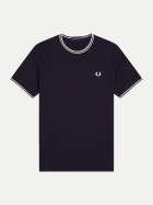 Fred Perry T-Shirt mit Doppelstreifen 795-navy bei Robert Ley